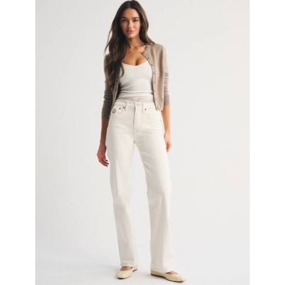 Abercrombie & Fitch The 90s Straight Ultra High Rise Jeans White Cream 29 8S